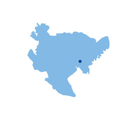 佐賀県の地図　県庁所在地マーク　都道府県単位の地図のイラスト　地図シルエット