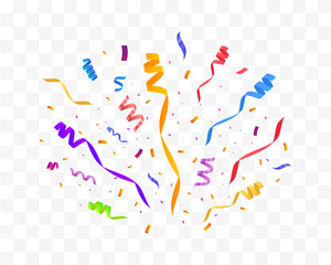Confetti vector illustration. Festive background. Party concept. Flying ribbons isolated.