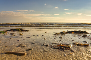 On the beach of Blåvand Denmark with sea view