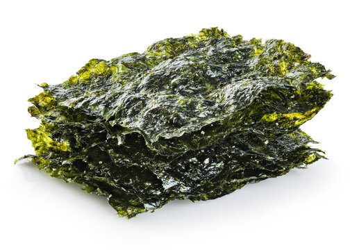 Crispy nori seaweed korean snack isolated on white background. With clipping path.