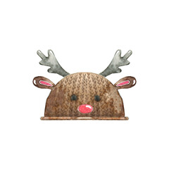 Watercolor reindeer hat