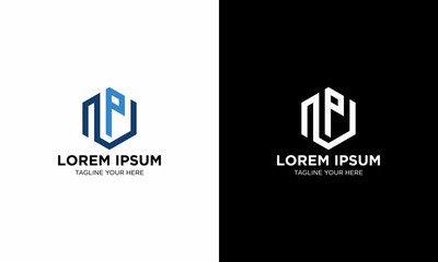 Letter NP Logo Initial Monogram Negative Space Design Template © butuh