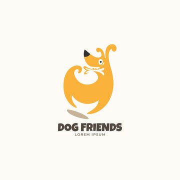 Dog friends cartoon logo design illustration. Creative dog logo design suitable for business animal food, healthcare, pet store, veterinary clinic.
