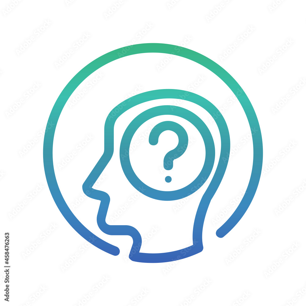 Poster thinking , questions and faq gradient icon.