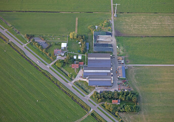 Agricultural landscape of Friesland, one of the northern provinces of the Netherlands - Friesland...