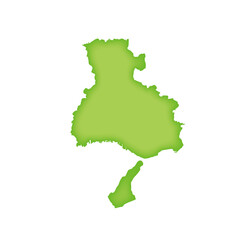 兵庫県の地図　緑色の都道府県単位の地図のイラスト　地図シルエット