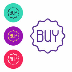 Set line Buy button icon isolated on white background. Set icons colorful. Vector
