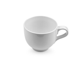 White ceramic cup on white background