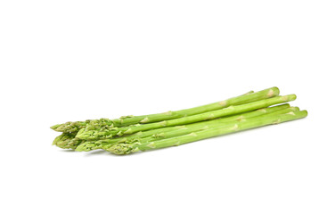 Heap of Asparagus on white background