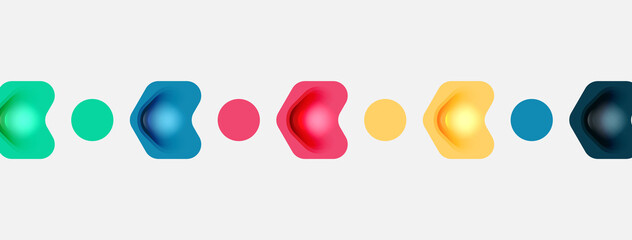 Color arrow shapes on white backdrop. Minimal geometric abstract background. Vector illustration for wallpaper banner background or landing page