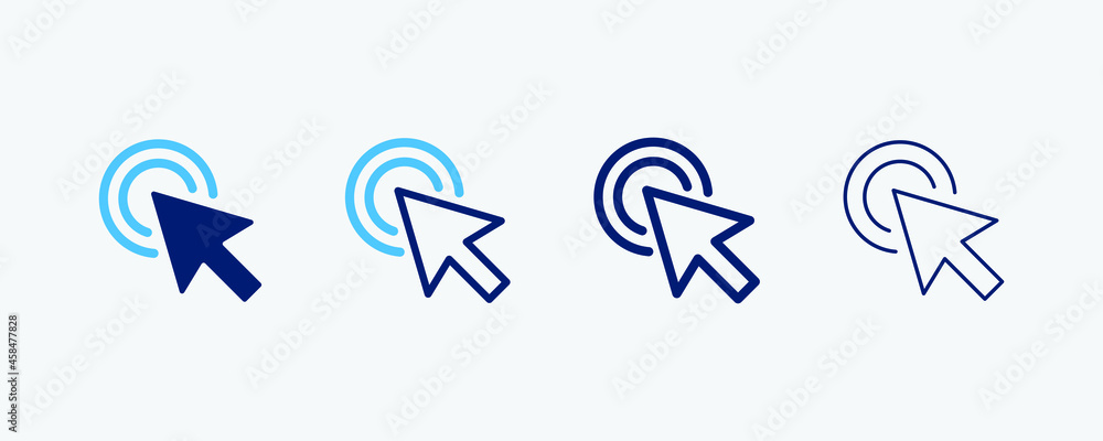 Poster click icon set isolated symbol in different style illustration. select vector icons designed in fill