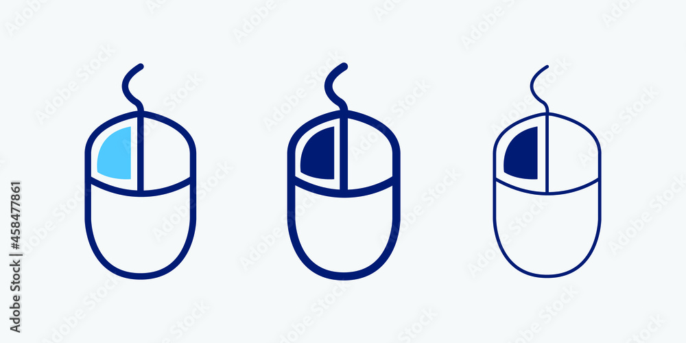 Poster computer mouse icon set isolated symbol in different style illustration. left click button vector ic
