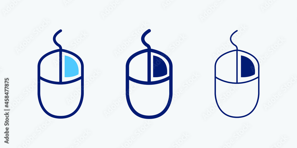 Poster computer mouse icon set isolated symbol in different style illustration. right click button vector i