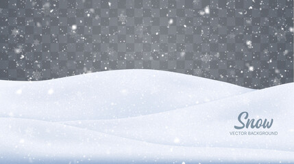 Chutes de neige de vecteur isolé. Fond d& 39 hiver. Superposition de neige. Paysage de flocons de neige, de glace et de neige.