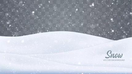 Foto op Canvas Vector sneeuwval geïsoleerd. Winterse achtergrond. Sneeuw overlay. Sneeuwvlokken, ijs en sneeuwlandschap. © ket4up