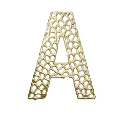 Holey molten gold alphabet font letter A