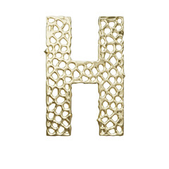 Holey molten gold alphabet font letter H