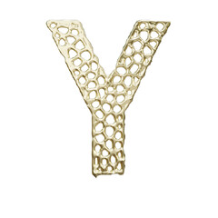 Obraz premium Holey molten gold alphabet font letter Y