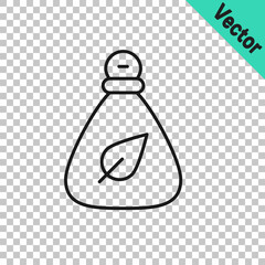 Black line Garbage bag icon isolated on transparent background. Vector