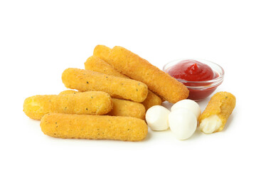 Fried cheese sticks isolated on white background