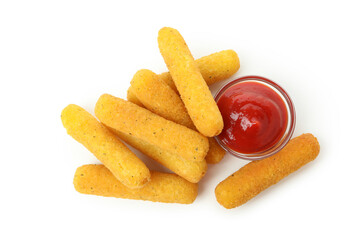 Fried cheese sticks isolated on white background
