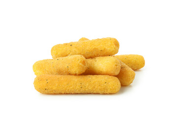 Fried cheese sticks isolated on white background