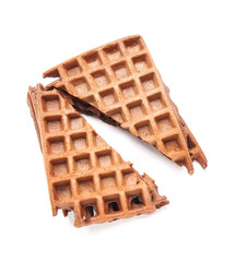 Delicious Chocolate Belgian Waffles on white background