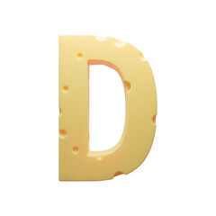 Cheese alphabet font food letter D