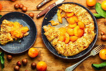 Autumn pie or biscuit with plum.