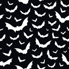 Hallowen pattern with scary bats. Vector seamless background. Ready for printing on textile and other seamless design. 