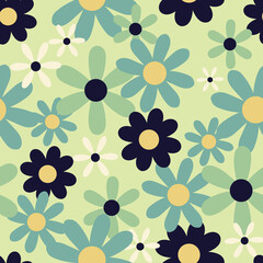 Mod Retro Flower Print Seamless Repeating Vector Pattern