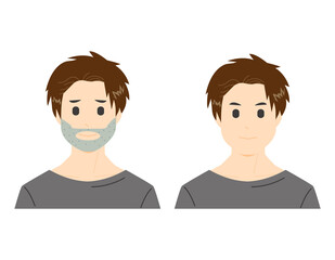 男性の顔　ベクターイラスト　髭