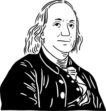 Benjamin Franklin American Founding Father of the United States Hand draw Portrait line art Illustration 