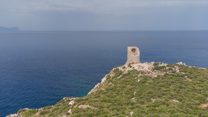 fotografia aerea della riserva naturale di capo rama in sicilia
