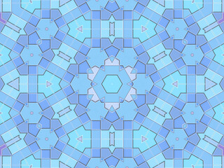 幾何学的な青色のタイル模様の背景