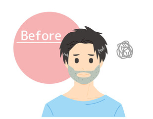 男性の顔　ベクターイラスト　スキンケア　美容