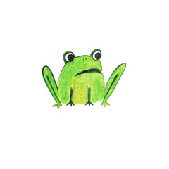 Cute frog, illustration is isolated on a white background.