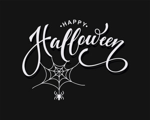 Happy Halloween vector lettering. Festive calligraphy for a banner, poster, greeting card, invitation to a party. Vector illustration.