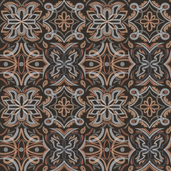 Hand-painted style tiles with ornament. Seamless pattern for kitchen wall or bathroom flooring ceramic.