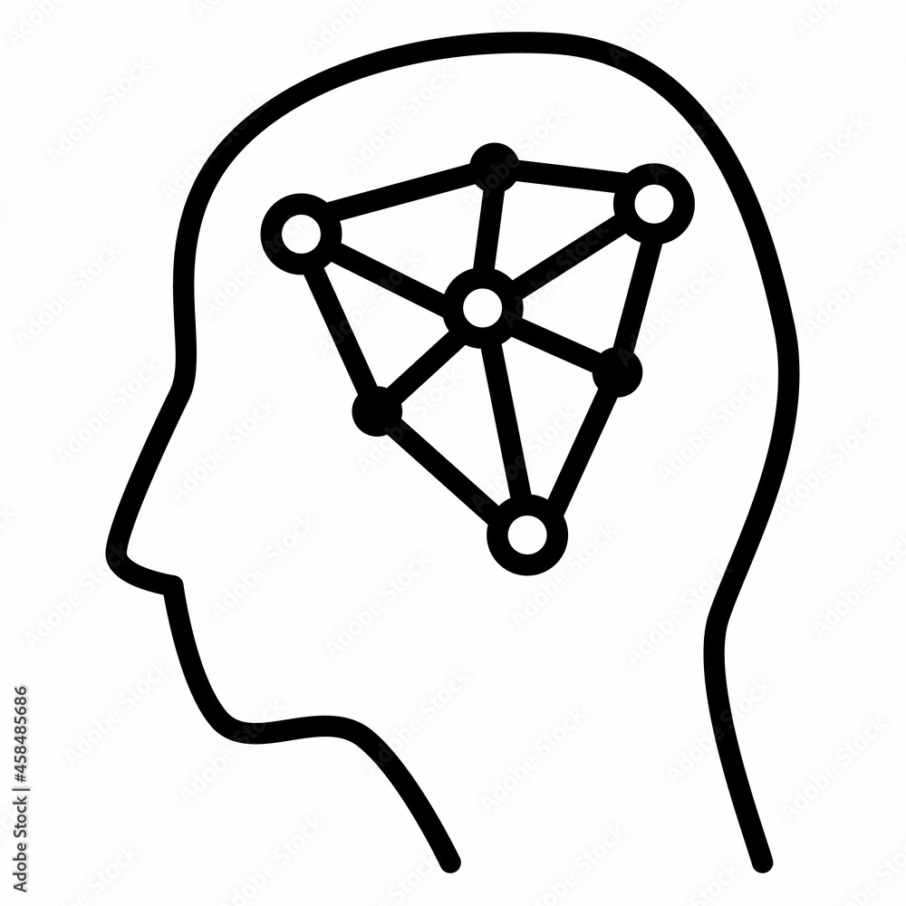Poster creativity or intelligence thinking single isolated icon with outline style