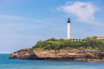 Biarritz lighthouse and the Atlantic Ocean on a summer day, France