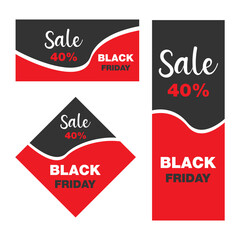 Set of labels and banner black friday minimal vector