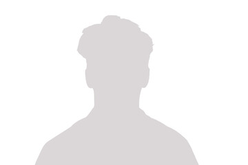 Silhouette of an adult young anonymous man on a white background