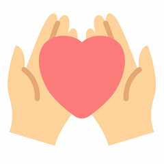 self care with love heart single isolated icon with flat style