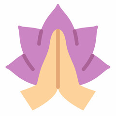 meditation with lotus flower single isolated icon with flat style