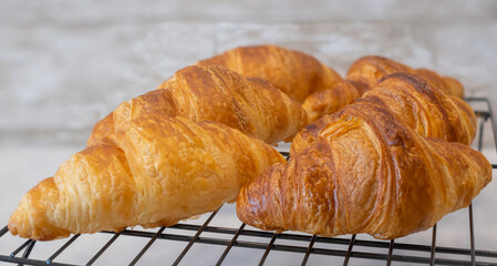 The Homemade Croissants fresh from the oven on the table