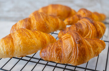 The Homemade Croissants fresh from the oven on the table