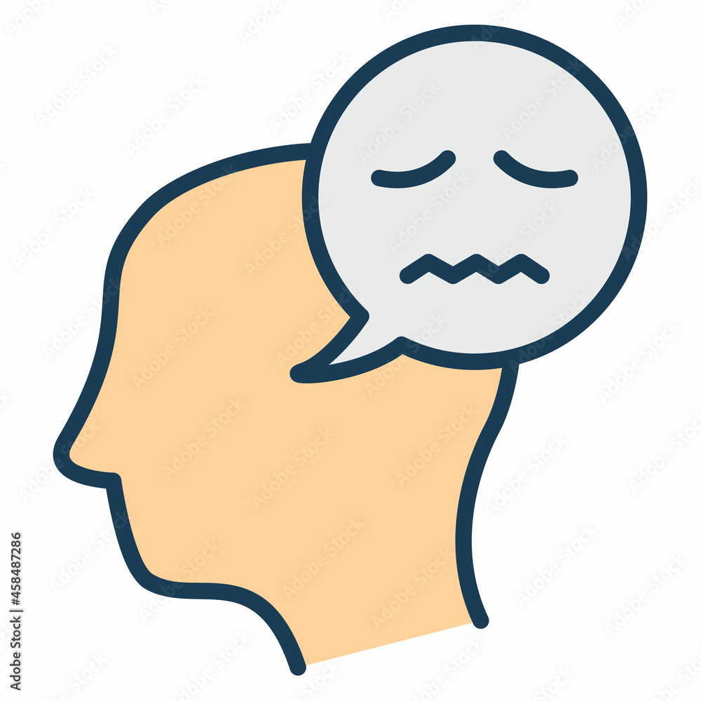 Poster negative thinking single isolated icon with filled line style