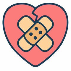 healing heart with patch single isolated icon with filled line style