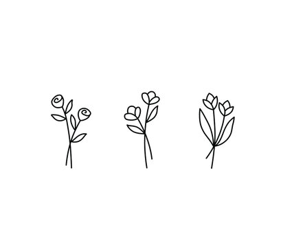 Free Vector  Isolated rose flower line art with leaf clipart